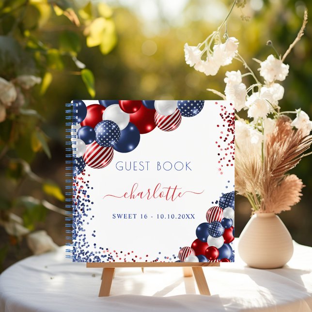 Guest book Sweet 16 patriotic red white blue  (Creator Uploaded)