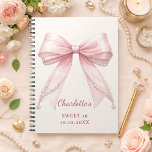 Guest book Sweet 16 pink bow ivory pearls<br><div class="desc">Sweet 16 Affordable Guest Book – Pink Bow Design Celebrate a special Sweet 16 birthday with this elegant guest book featuring a beautiful pink bow with delicate pearl details. The soft feminine design makes it perfect for a stylish Sweet 16 party, allowing friends and family to leave messages, wishes, and...</div>