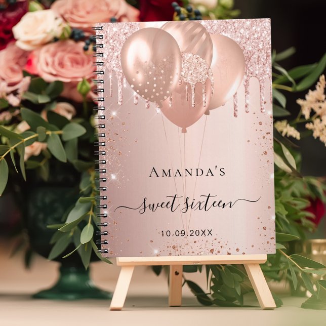 Guest book Sweet 16 rose gold blush glitter  (Creator Uploaded)