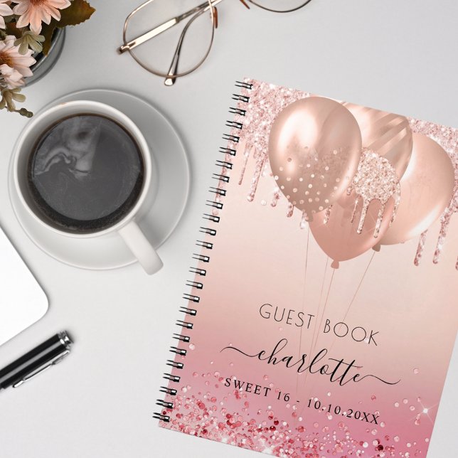 Guest book Sweet 16 rose gold pink glitter  (Creator Uploaded)