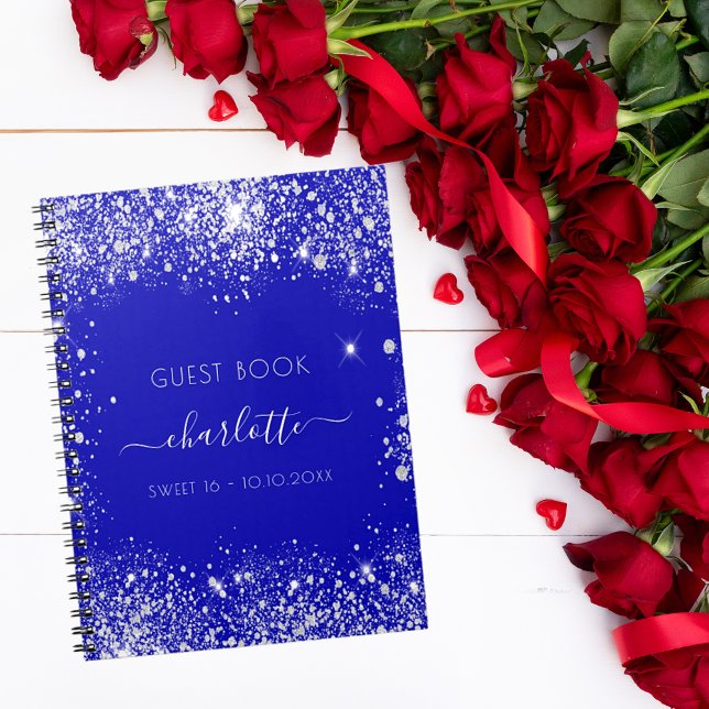 Guest book Sweet 16 royal blue silver glitter (Creator Uploaded)