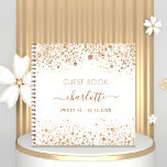 Guest book SWEET 16 white gold glitter name<br><div class="desc">A guestbook for a feminine and glamourous Sweet 16,  16th birthday party.  A stylish white background with dark faux gold glitter sparkles. Add your name,  age/text</div>