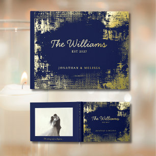 Guest Book Unique Texture Navy Blue Foil Guestbook