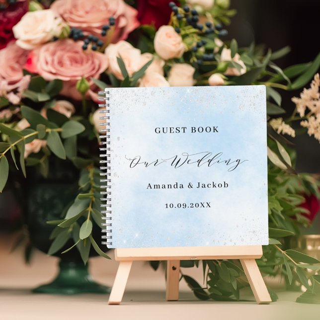 Guest book wedding baby blue silver glitter (Creator Uploaded)