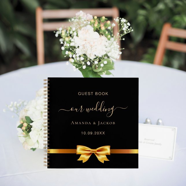 Guest book wedding black gold bow (Creator Uploaded)