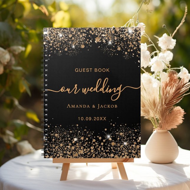 Guest book wedding black gold glitter budget (Creator Uploaded)