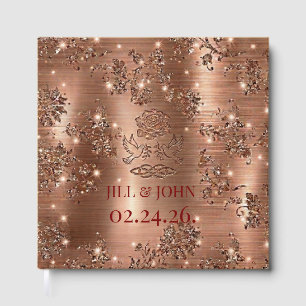 Guest Book Wedding Elegant Rose Gold Floral