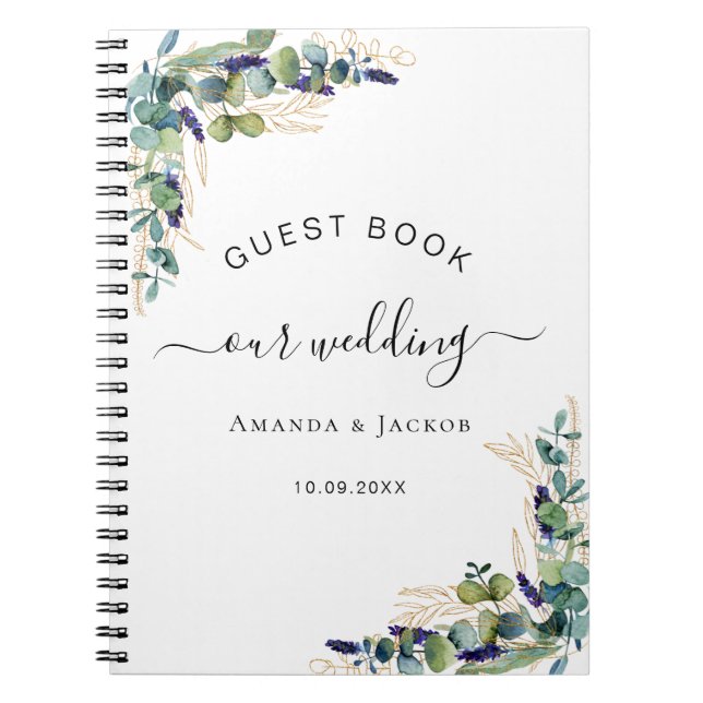 Guest book wedding eucalyptus greenery (Front)