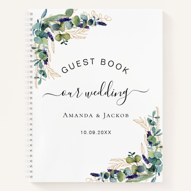 Guest book wedding eucalyptus greenery (Front)