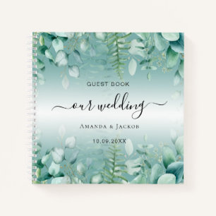 Guest book wedding eucalyptus greenry woodland