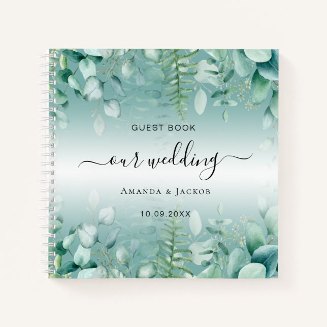 Guest book wedding eucalyptus greenry woodland (Front)
