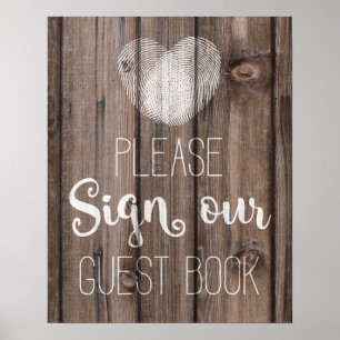 Guest book wedding floral rustic wood wedding sign