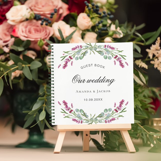 Guest book wedding lavender pink greenery (Creator Uploaded)