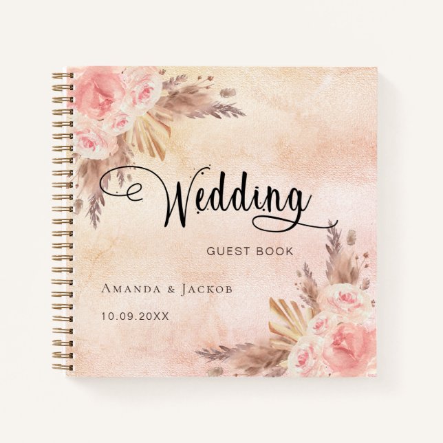 Guest book wedding pampas grass rose gold (Front)