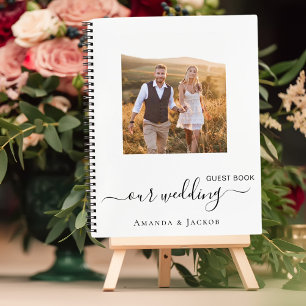 Guest book wedding photo white black modern