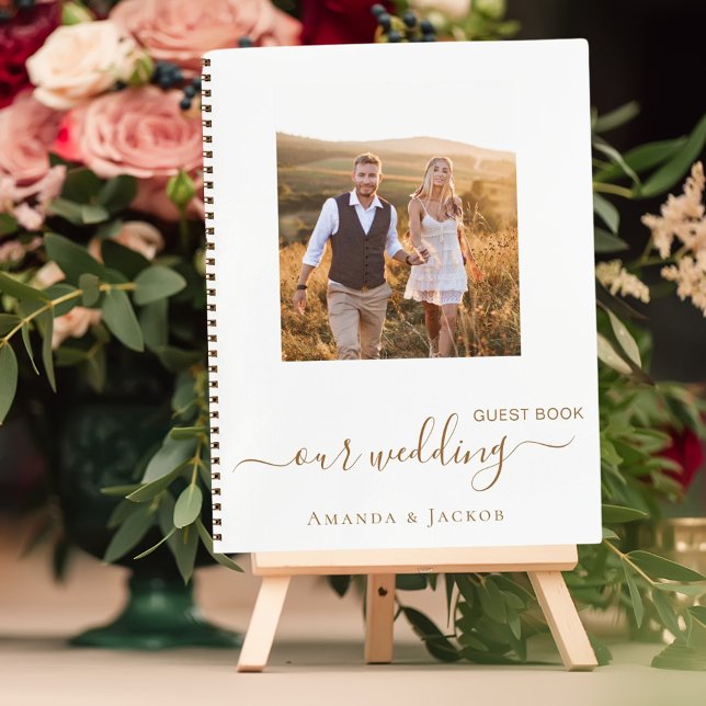 Guest book wedding photo white gold modern (Creator Uploaded)