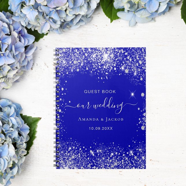 Guest book wedding royal blue silver glitter (Creator Uploaded)