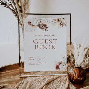Guest Book Wedding Sign Boho Pampas Terracotta
