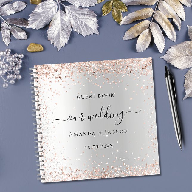 Guest book wedding silver rose gold names (Creator Uploaded)