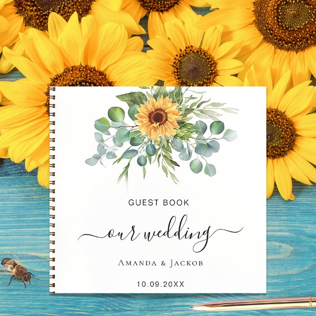 Guest book wedding sunflowers eucalyptus  (Creator Uploaded)