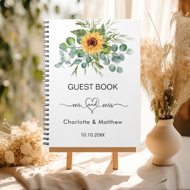 Guest book wedding sunflowers eucalyptus budget (Creator Uploaded)