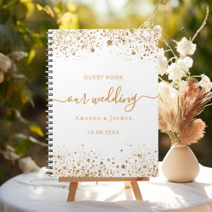 Guest book wedding white gold glitter