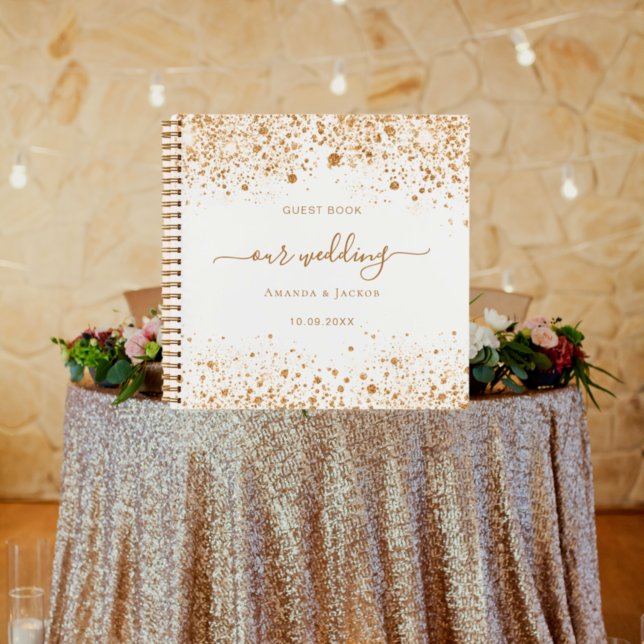 Guest book wedding white gold sparkles names (Creator Uploaded)
