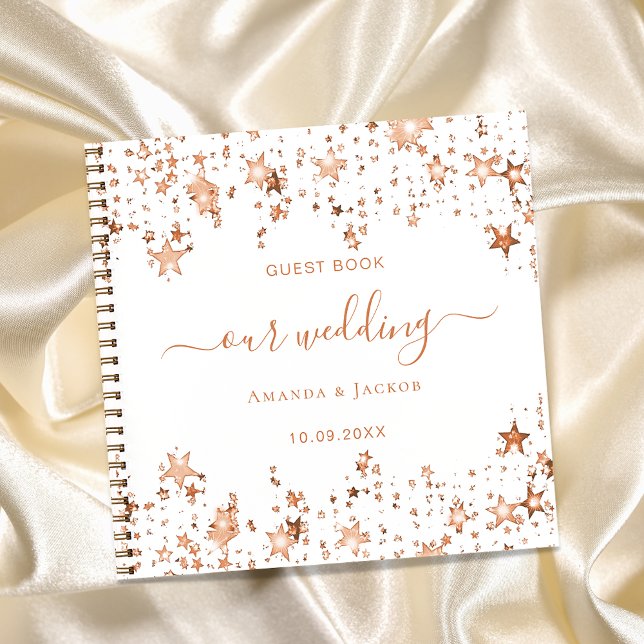 Guest book wedding white rose gold stars (Creator Uploaded)