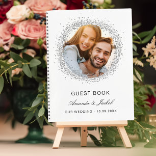 Guest book wedding white silver photo