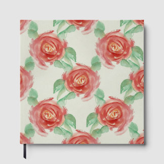 Guest BookElegant Red Roses Watercolor Floral Patt Book