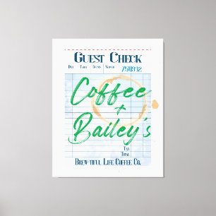 Guest Check Art Coffee Shop Drink Order Receipt Canvas Print