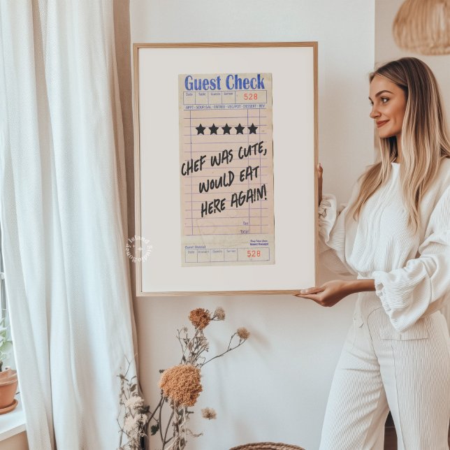Guest Check Chef Was Cute Personalized  Poster (Guest Check Chef Was Cute Personalized Poster)