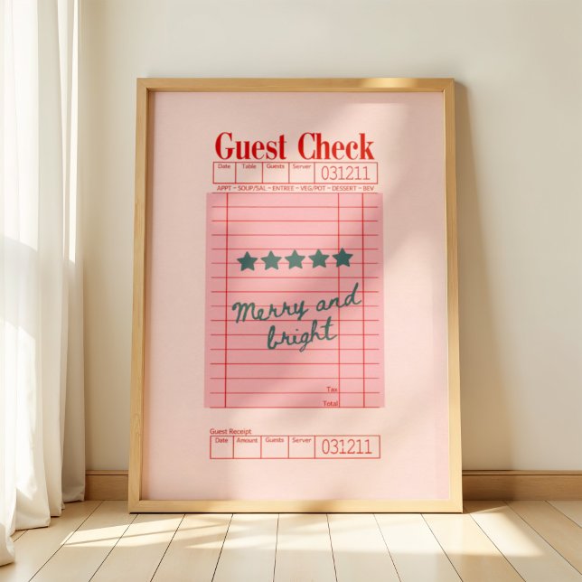 Guest Check Christmas Merry and Bright Holiday Art Poster (Creator Uploaded)