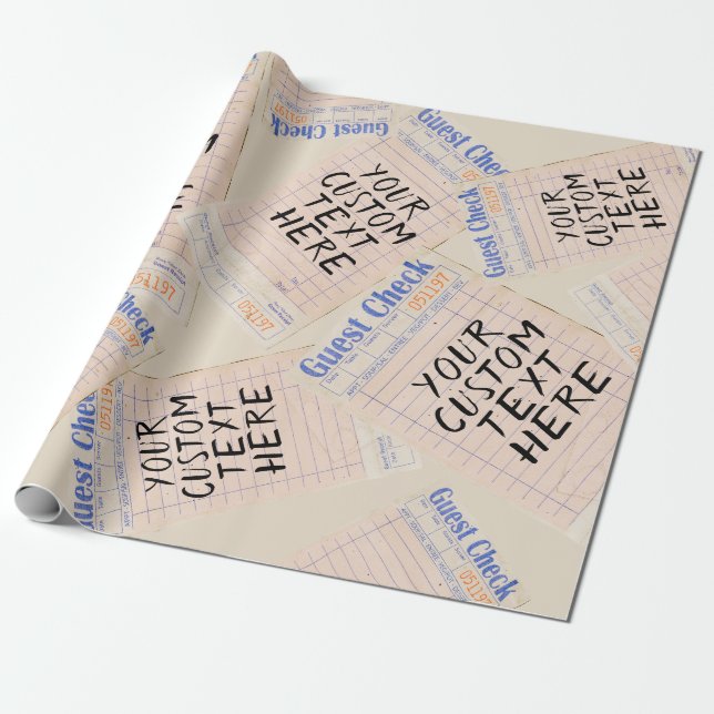 Guest Check Custom Personalized Gift Wrapping Paper (Unrolled)