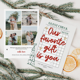 Guest Check Family Photo Christmas Holiday Card