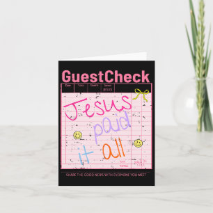 Guest Check Jesus Paid It All Funny Christian East Card
