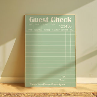  Guest Check Kitchen Wall Art Trendy Poster