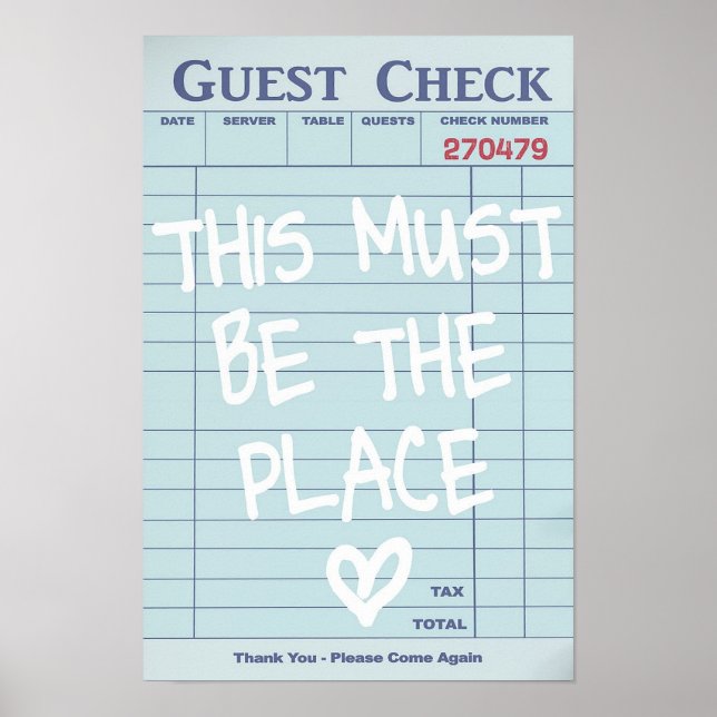Guest Check Print, Dorm Art Print (Front)