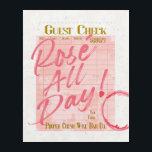 Guest Check Receipt Champagne Rosé All Day Wine  Acrylic Print<br><div class="desc">Guest Check Receipt Champagne | Rosé All Day Pink Champagne | Bubbly Champagne | Wine Ring Stain | Wine Bar Cart Decor | Boho Feminine | Trendy Modern Colourful Fun | Watercolor effect | Dorm Decor | Preppy Pink Gold</div>
