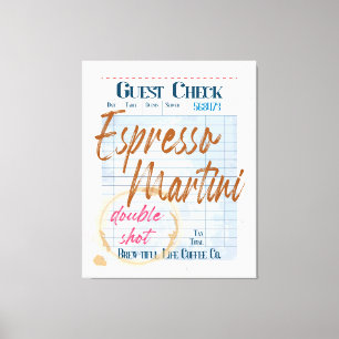 Guest Check Receipt Espresso Martini Double Shot  Canvas Print
