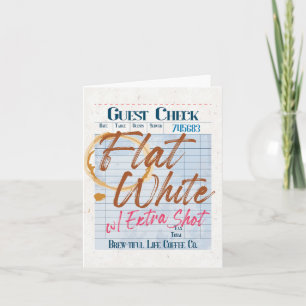 Guest Check Receipt Flat White Coffee Extra Shot  Note Card