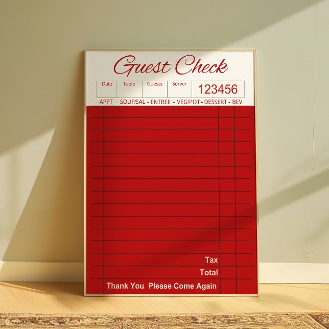 Guest Check Wall Art, Kitchen Aesthetic Trendy Poster (Creator Uploaded)