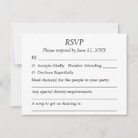 Guest Choices Elegant Minimalist Wedding RSVP Card