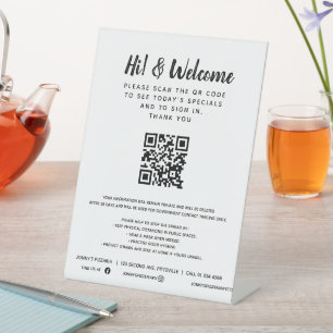 Guest contactless QR code business custom Pedestal Sign