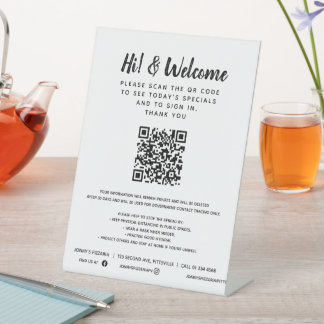 Guest contactless QR code business custom Pedestal Sign