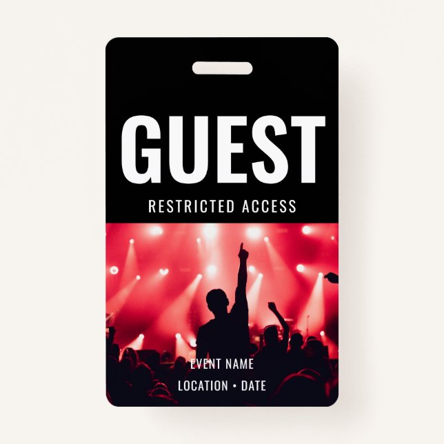 Guest Custom Event or Concert Name  ID Badge (Front)