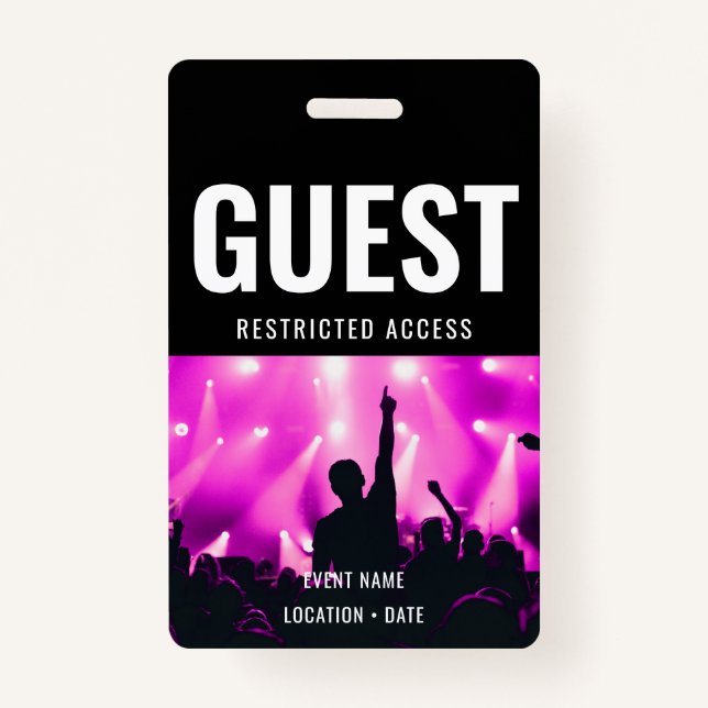 Guest Custom Name All Access Pass ConcertStaff Cus ID Badge (Front)
