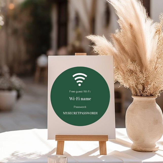 Guest customer wifi network password emerald green classic round sticker (Creator Uploaded)