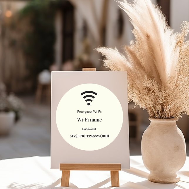 Guest customer wifi network password ivory classic round sticker (Creator Uploaded)