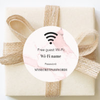 Guest customer wifi network password pin marble